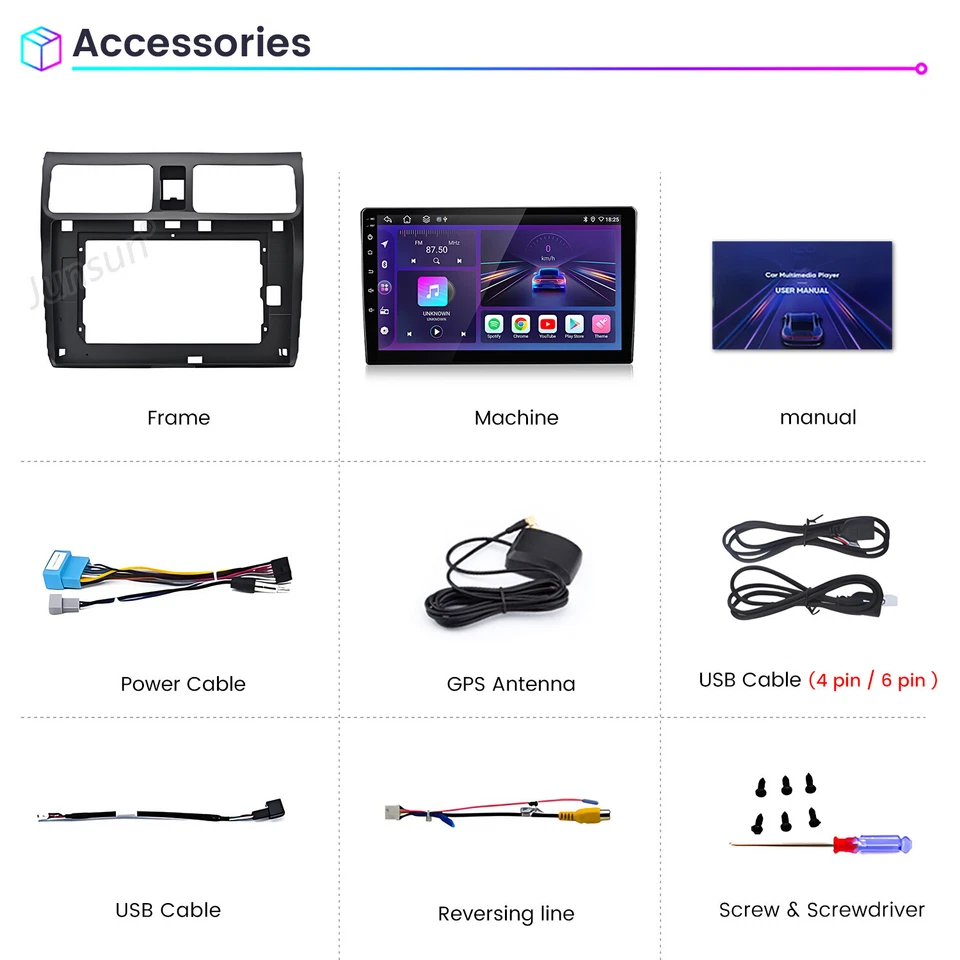 2+64G Carplay Android 14 Car Stereo Radio GPS Navi WIFI For Suzuki Swift 2003-10 Foto 4 de 4