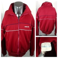 Vtg Adidas Track Jacket Large Full Zip Up Trefoil Red 80s 90s Great Colors
