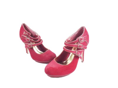 Fiore Collection Damen Frauen High Heel Pumps Rot Wildleder Größe 4UK/37EUR 