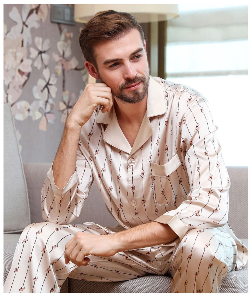 Luxury mens silk pajamas outlet