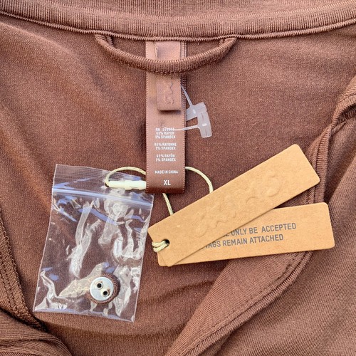 New Skims Size XL Soft Lounge Pajama Sleepwear Top Short Sleeve Jasper Brown - Picture 3 of 19