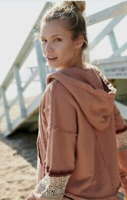 Free People Movement Dream Catcher Hoodie Sweatshirt Crochet Lace