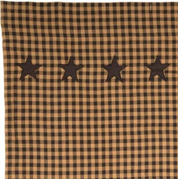 Cortina de Ducha Parche Estrella Negro Caqui Bronceado Cuadros Country Dobladillo Festoneado Sin Forro Foto 4 de 4