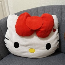 Sanrio Hello Kitty Pillow Plush Red Bow Heart Cushion Head Face