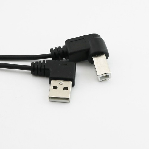USB 2.0 B Male Right Angle to A Right Angle Male Spiral Coiled Printer Cable 5ft - Picture 3 of 7