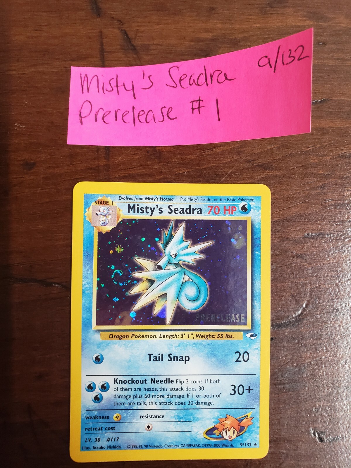 Misty’s Seadra 9/132 Gym Heroes Prerelease Holo Near Pokemon Card NM/M