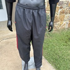 Vintage Russell Windbreaker Pants Mens Large Black Lined Jogger Ankle Zip Stripe