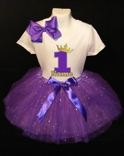 Princess Crown --With NAME--1st Birthday Dress shirt 2pc Purple Tutu outfit