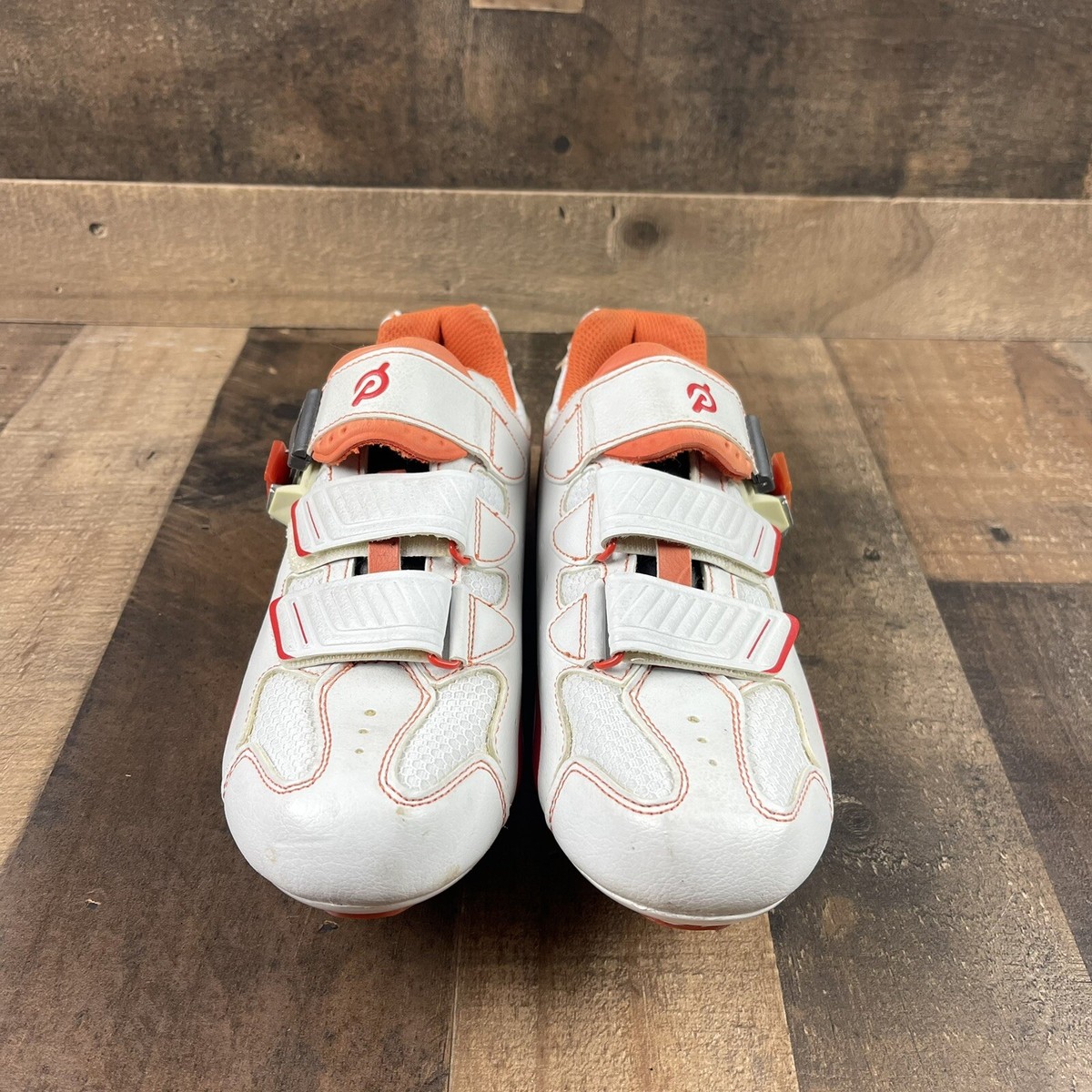 Chaussures De Cyclisme Peloton Unisexe – Blanc/Orange, Pointure EU 40 (M:6.5 / F:9.5 US) – Occasion
