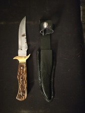 Replica 9" Bowie Pakistan Stainless Steel knife Plastic handle W/Leather Sheath