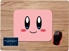 KIRBY FACE NINTENDO INSPIRED PINK DESK MAT MOUSE PAD VIRTUAL HOME SCHOOL WORK