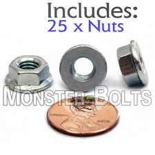 25 M6-1.0 / 6mm - Zinc Hex Flange Nuts Metric Class 8, DIN 6923 RoHS CR 3