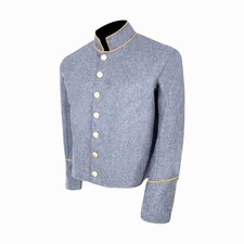 US Civil War CS Single Breast Shell jacket Grey with Yellow Piping Trim All Size