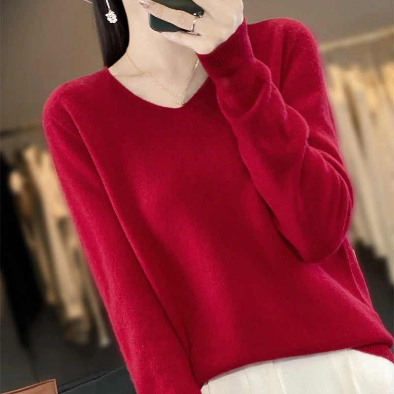 Cárdigan suéter suave 100 % cachemir cuello en V manga larga para mujer Foto 4 de 4