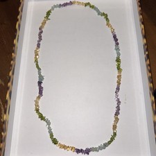 Echte Edelstein Splitterkette Amethyst Citrin Aquamarin Peridot Endlos 80 cm