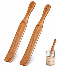 2 Pack Wooden Spurtle for Sourdough Starter, Mixing, Reaching Bottom of Jar, ...