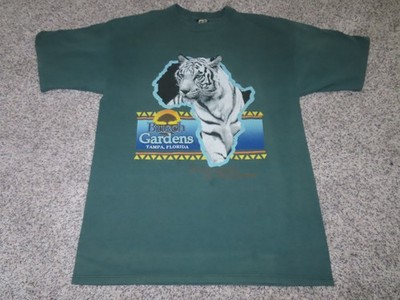 Busch Gardens Extinction is Forever White Tiger Graphic T-Shirt Size XL Vtg 90s