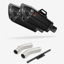 Lextek Carbon Fibre XP8C 210mm Twin Underseat with Link Pipe Silencer Chrome