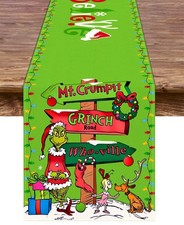 Christmas Table Runner Green 13x72 Inch Merry Winter Holiday Fireplace Decor