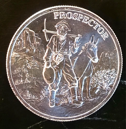 Prospector Provident Mint Donkey Miner Vtg Rare Bullion-0.999 Silver 1 Oz Coin