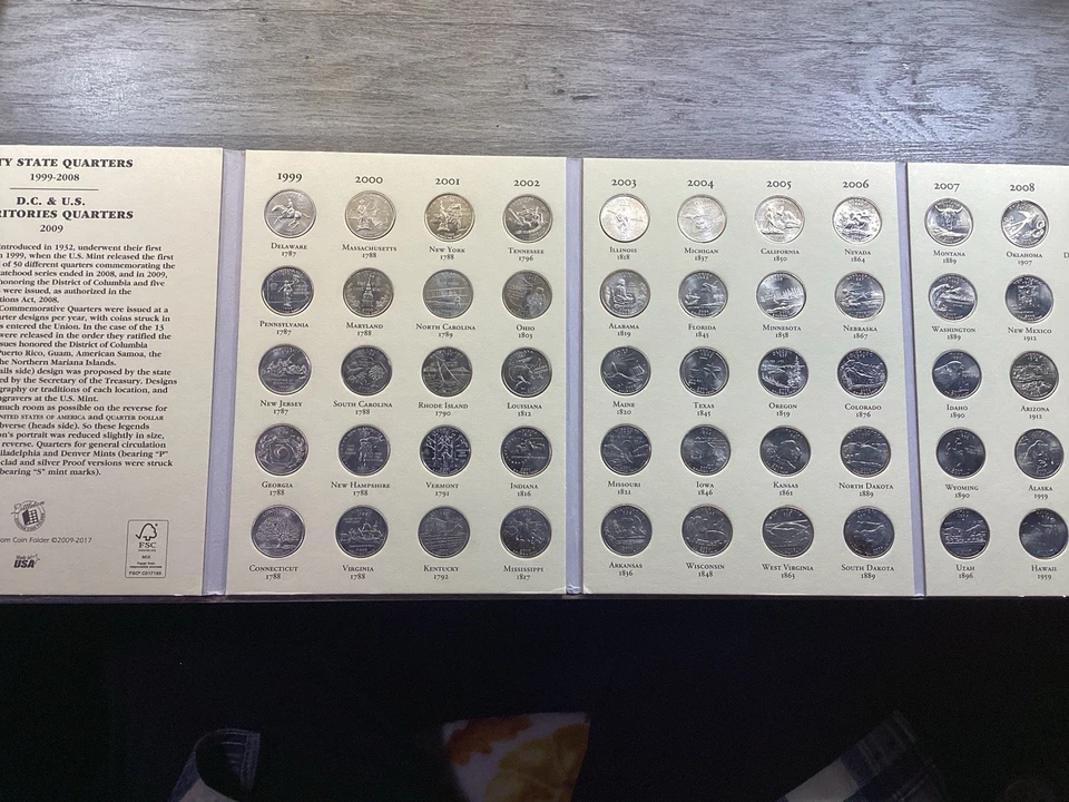 1999-2008 50 State Qtr & 2009 DC & US Territory Qtr Complete 56 Coin 0925 18rk - Image 3 of 4