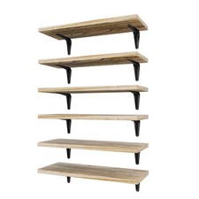 Floating Shelves for Wall Set of 6, 15.7in Wood Wall Shelf for Decor, Bathroo...