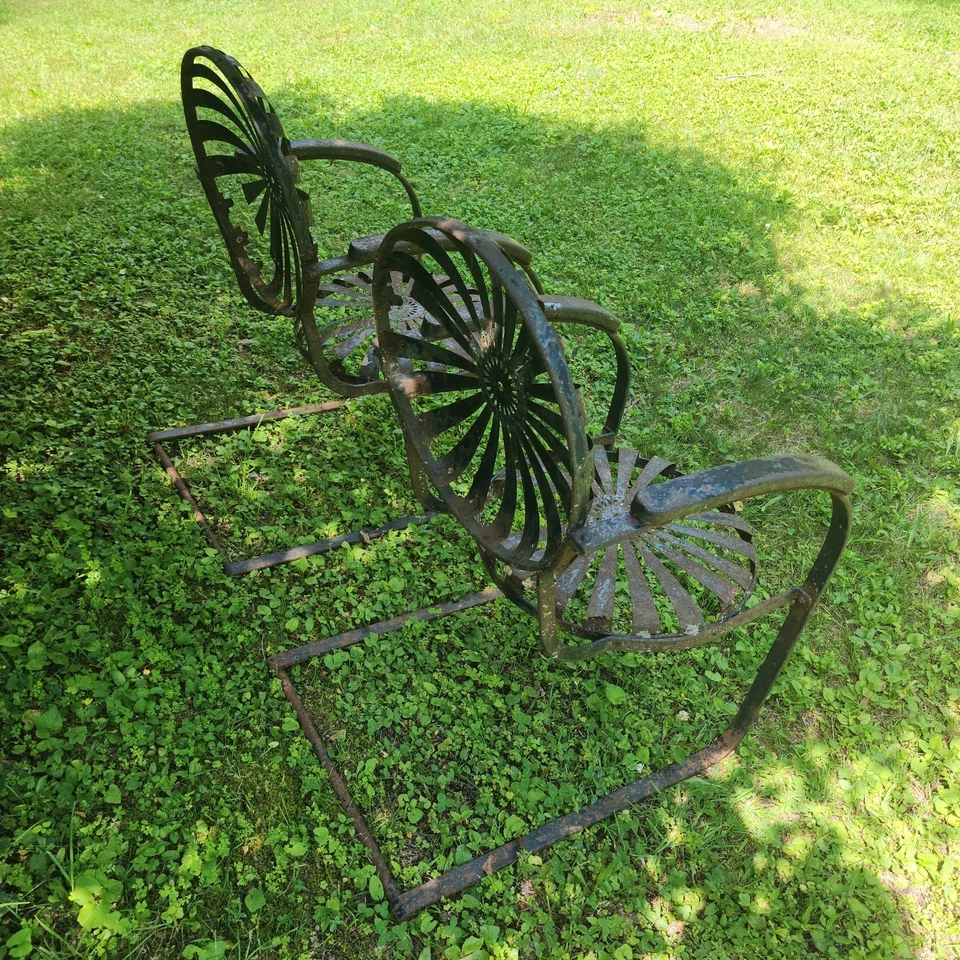  Raro Art Deco Francois Carre Gargen Sunburst Sillones Voladizos de Resorte Foto 3 de 4