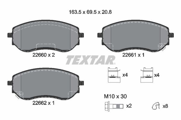 Textar Bremsbelagsatz Scheibenbremse Q+ 2266001 FüR Mercedes Klasse 470 220 210-image