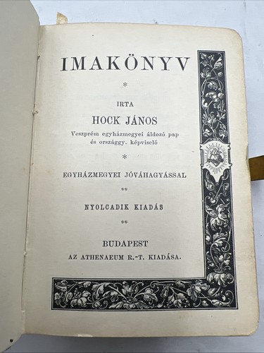 Antique Hungarian Prayer Book w/ Brass Inlaid Clasp Imakönyv by János Hock - Picture 11 of 13