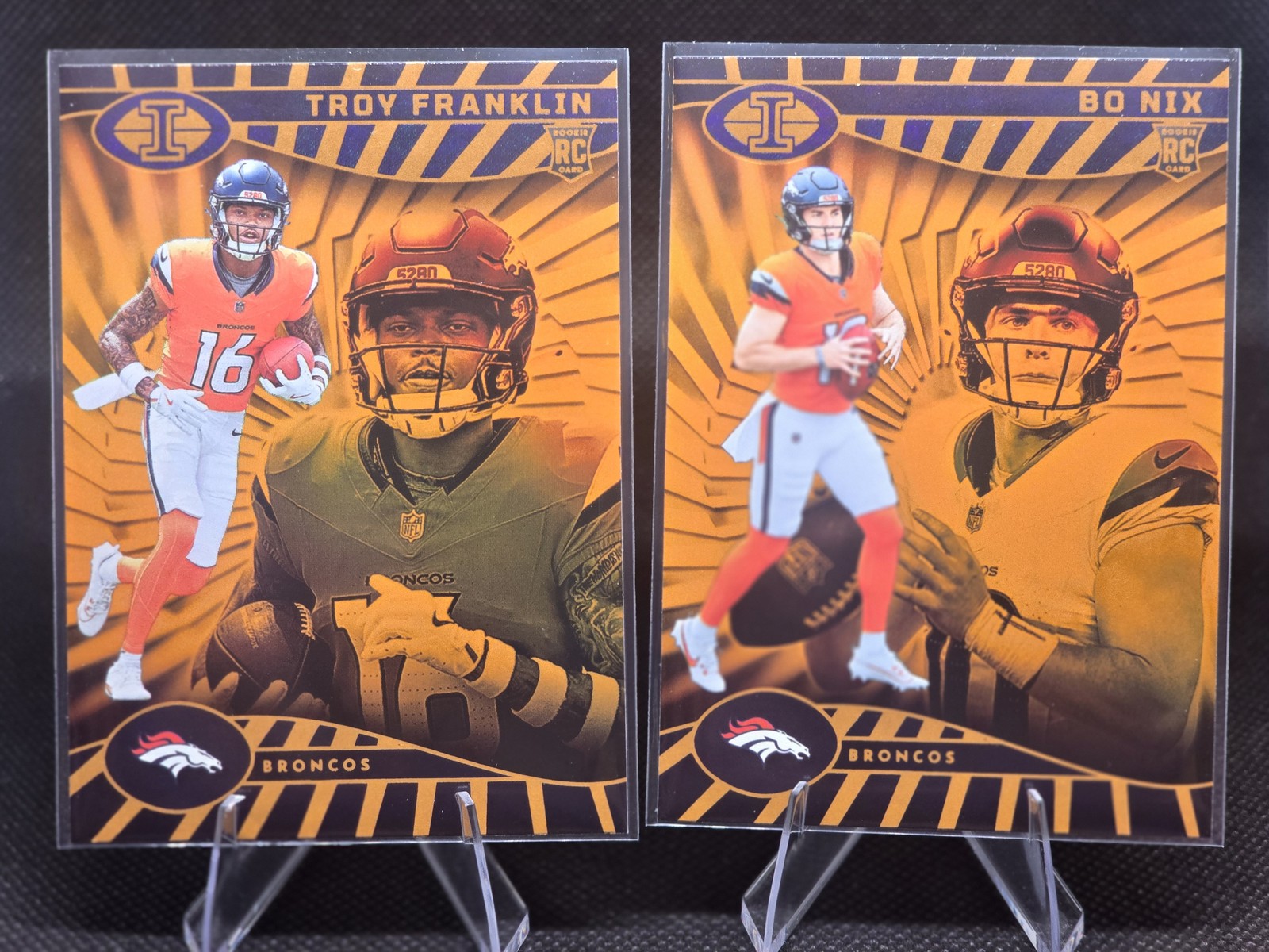 2024 Illusions - Bo Nix #22 🐴 Troy Franklin #24 Trophy Collection Orange (RC)