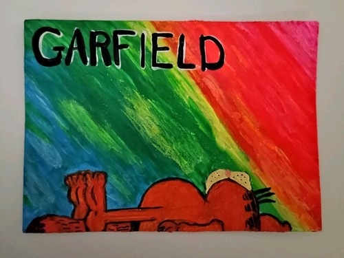 GARFIELD painting ART TRADING CARD cat ACEO comic cartoon USA original signed