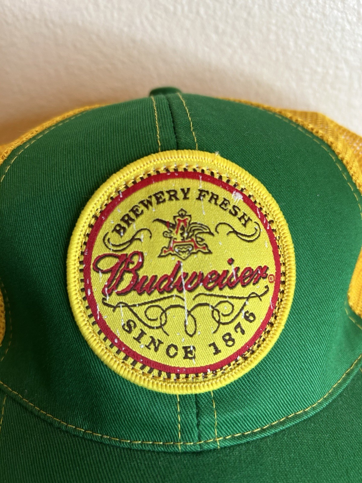 Budweiser Patch Beer Trucker Cap Hat Preowned Mes… - image 3