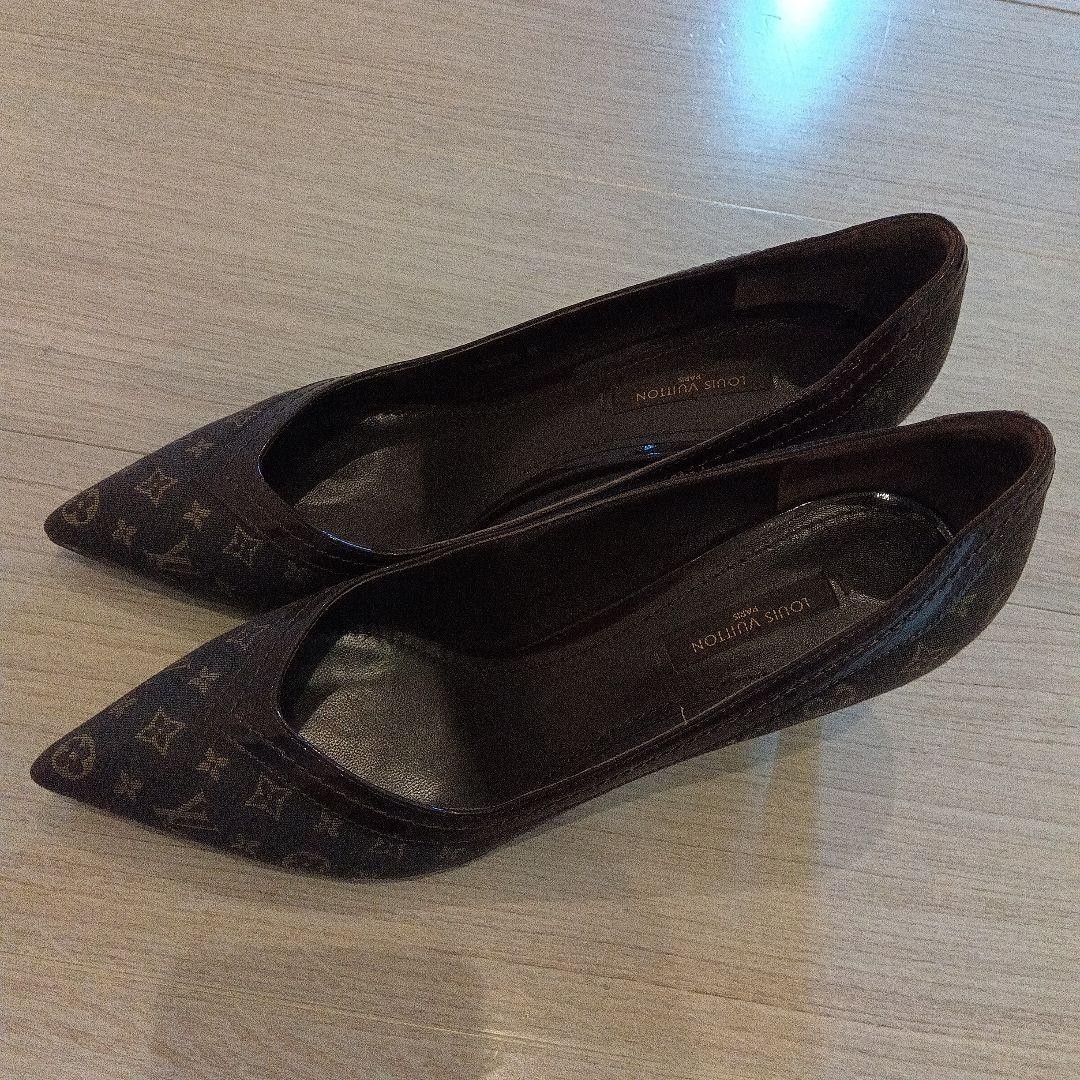 Louis Vuitton Pumps Pointed Toe Black Monogram Canvas Size 37 Abt US 6 Women thumbnail 17