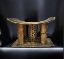 Old Ashanti Wood Carved Throne Stool Tribal Ghana West Africa