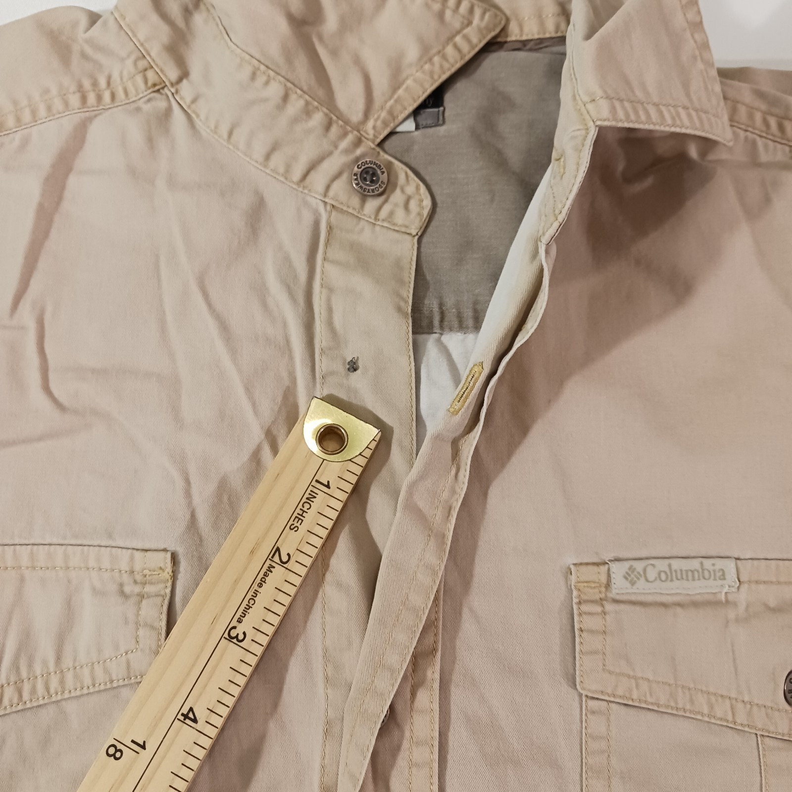 Columbia AM7696 Men's Saddle Peak Button Front Shirt Brown Long Sleeve Cotton XL