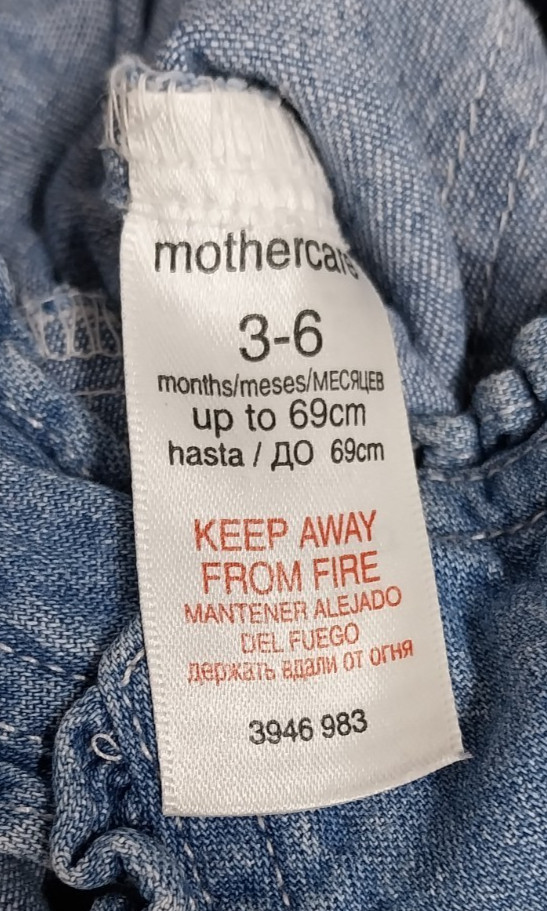 Mothercare Denim Dungarees 3-6 Months Baby Girls Blue Floral Print Pockets