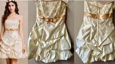 JESSICA McCLINTOCK X GUNNE SAX IVORY/GOLD SATIN  PICK UP  SKIRT MINI DRESS Sz.5