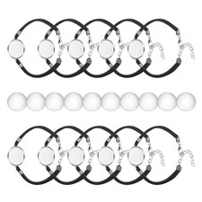 10pcs Bracelet Blanks for Jewelry Making 20mm Black/Silver