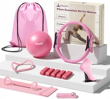 Home Pilates Ring and Ball Set for Women with 5 Resistance Bands 13 Inch Magic C