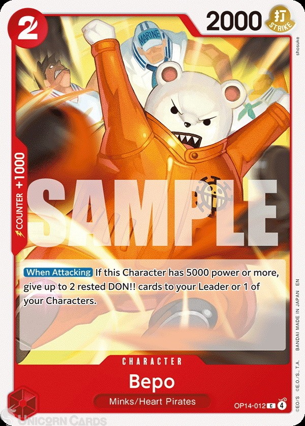OP14-012 Bepo : Common English One Piece TCG Card : OP14: The Azure Sea's Seven