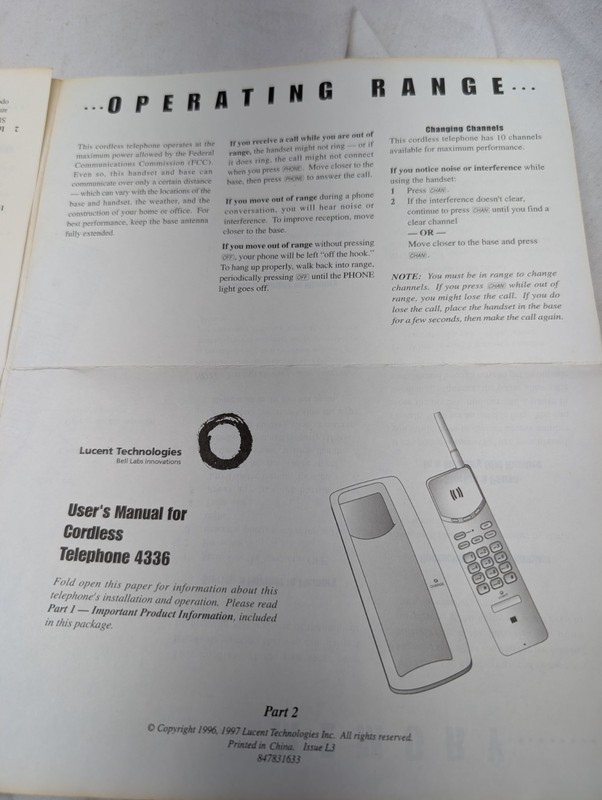 Lucent Technologies User Manual Cordless Telephone 4336 Part 2