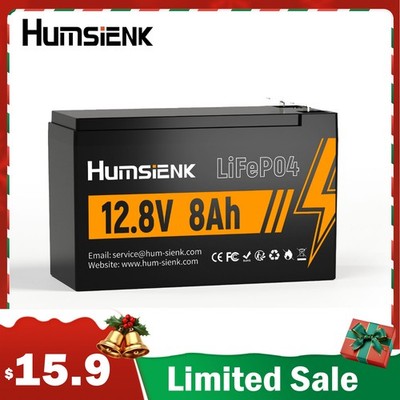 HumsiENK 12V 8Ah LiFePO4 Lithium Battery 8A BMS For Camping Fish Finder UPS