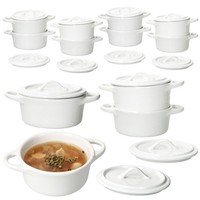 12Er Set Creme Mini-Cocotte 100Ml Creme-Weiß Back-Form OfenföRmchen Mini-Topf
