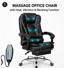 NEW High Back 8 Points Vibration Massage Executive Office Chair, Black