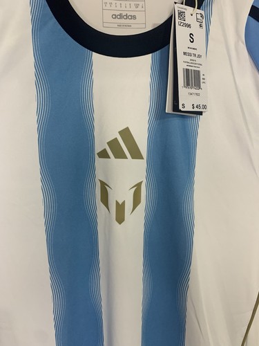 Adidas Messi Argentina Soccer Jersey Small Slim Fit White Blue AEROREADY NWT - Picture 3 of 17