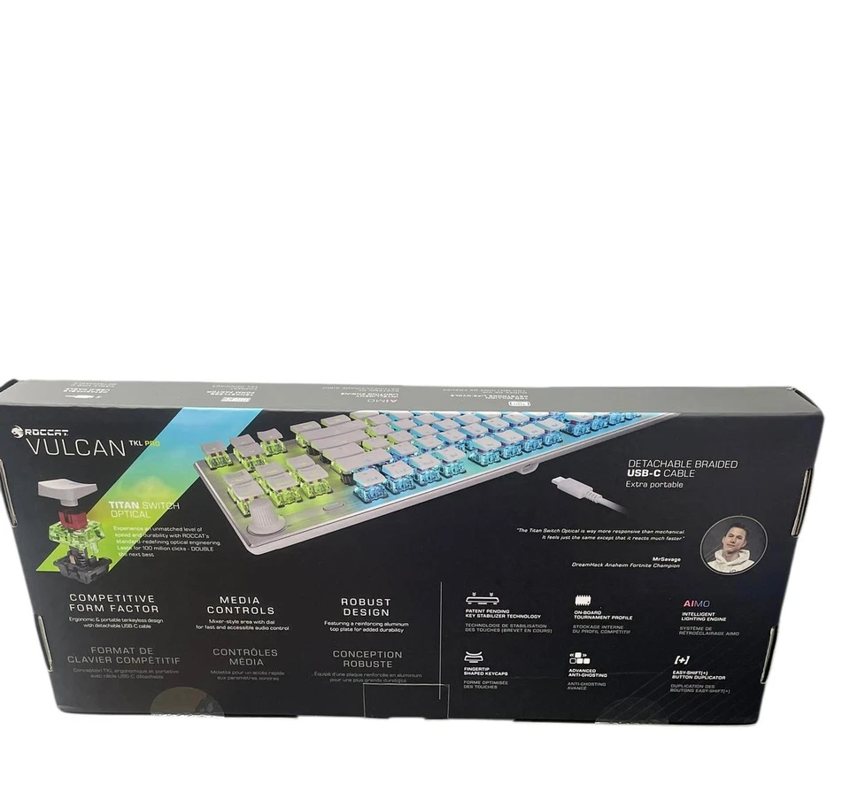 ROCCAT Vulcan TKL Pro PC USB-C Gaming Keyboard AIMO RGB Lighting White ROC12642 - Image 2 of 4
