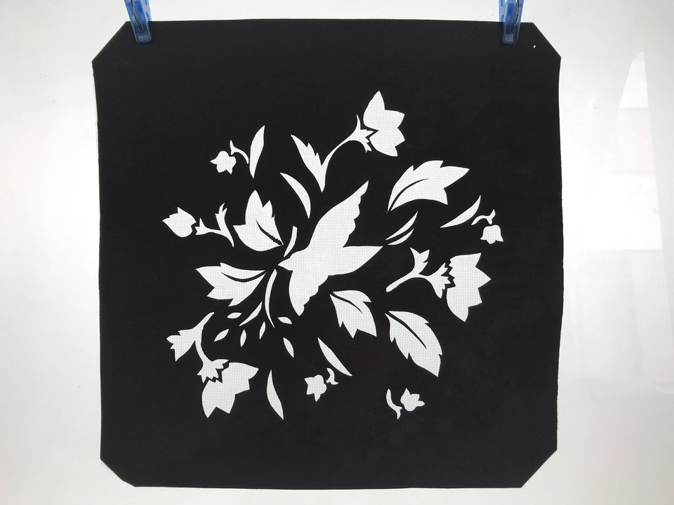 Antique Japanese Katagami Paper Kimono Stencil Katazome Flowers Leaves A669 - Image 3 of 4