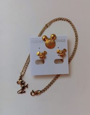 Disney Vintage Mickey Mouse 925 Vermeil Pendant  Chain With Clip Earrings  Pin