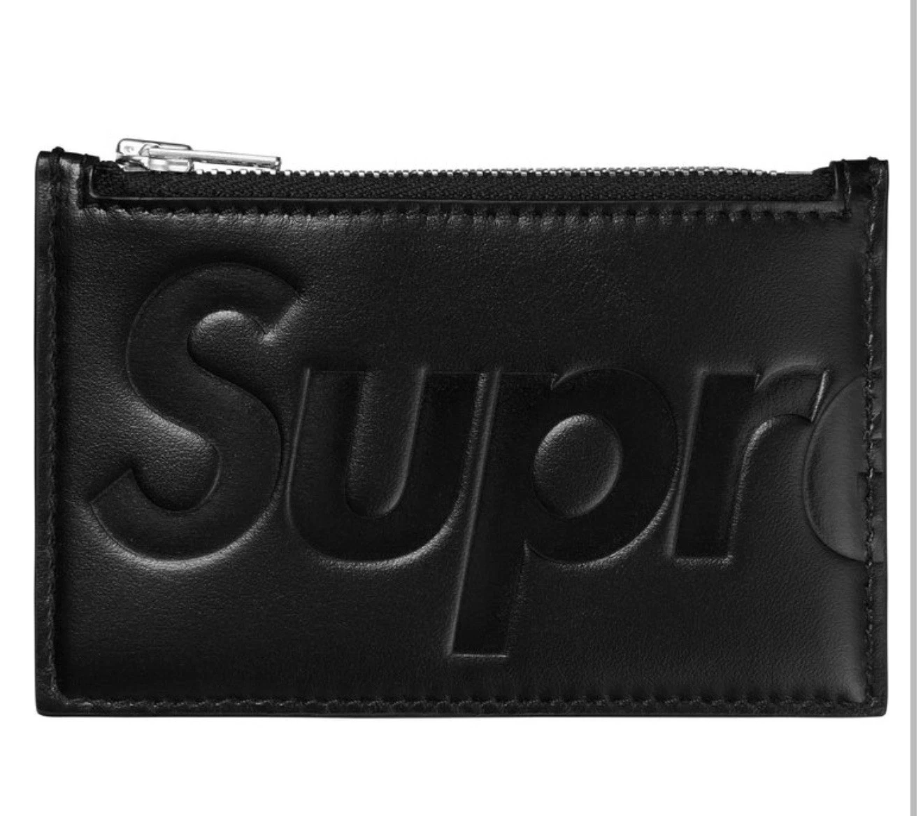 Supreme   Porte cartes zippé en cuir   Neuf   Noir   Épuisé 