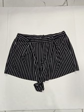 Robert Louis Women  s Black White Striped Tie Front Shorts Size XL